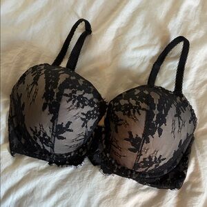 Victoria's Secret Dream Angels Lined Demi Black Lace Overlay Push-Up Bra